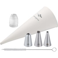Spritzbeutel-Set mit 3 Edelstahl-Tüllen, Spritzbeutel 35 cm, Reinigungsbürste