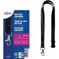 Avery Zweckform 10 Lanyards aus Recyclingkunststoff 440 x 15 mm, schwarz