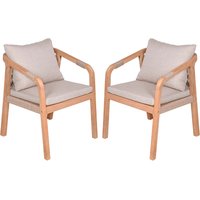 2er Pack Gartenstuhl "BOGOTA" Akazie geölt, Polyspun-Auflage beige-braun