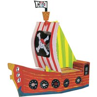 JoyPac Bastelset "White Line" Piratenschiff aus Karton zum bemalen