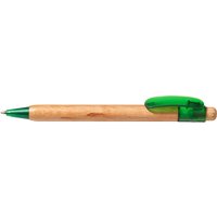 PEFC-zert. Holz-Druckkugelschreiber 'Prisma wood' grün trans. Funktion – Ansicht 1