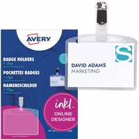 Avery Zweckform 25 Namensschilder mit Clip, 90 x 60 mm – Ansicht 1