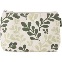 MELA Kosmetiktasche aus Bio-Baumwoll-Canvas 20 x 15 cm, greige/green leaf print