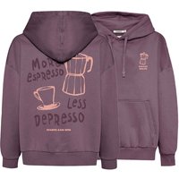GREENBOMB Bio-Damen-Hoodie 'Espresso' mit Rücken-Print, moorberry, Gr. L