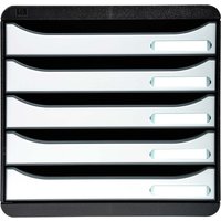 Exacompta Schubladenbox Big Box Plus "Glossy", DIN A4+, 5 Schubladen offen, weiß – Ansicht 1