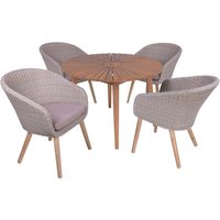 Gartenmöbel-Set "FREMONT/ARVADA 01" 5-tlg. 1 Tisch Akazie, 4 Sessel KSgefl. pfeffergrau