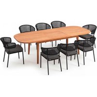 Gartenmöbel-Set "Madera & Spitz" 9-tlg. 1 Tisch 180/240 x 100 cm, 8 Sessel, teak/anthrazit