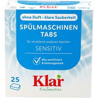 Klar Spülmaschinen-Tabs "Sensitive" ohne Duft, 25 x 20 g