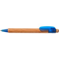PEFC-zert. Holz-Druckkugelschreiber 'Prisma wood' blau trans. Funktion