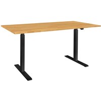 memo Höhenverstellbarer Schreibtisch "ON" schwarz, Buche massiv, B 110 x T 70 cm