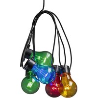 Konstsmide LED-Lichterkette Party, 6h Timer, 5 Birnen bunt, 40 Dioden warmweiß