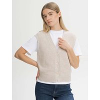 MELA Bio-Damen-Strickweste 'BHOJA' ärmellos, cream speckles, Gr. L