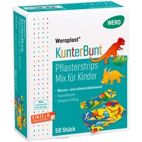 WERO Weroplast KunterBunt Pflasterstrips Mix für Kinder, 50 Stück