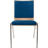 Besucherstuhl "A45" Buche lackiert, Gestell verchr., Steg, Sitz- und Rückenpolster blau