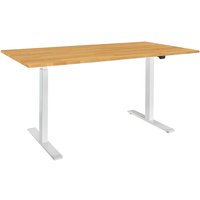 memo Höhenverstellbarer Schreibtisch "ON" weiß, Buche massiv, B 100 x T 70 cm