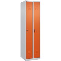 C+P Spind Classic PLUS, 2 Abteile, 1850x500x500mm, Lichtgrau/Reinorange – Ansicht 1