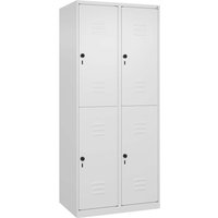 C+P Doppelstock-Spind Classic PLUS, 4 Fächer, 1850x800x500mm, Verkehrsweiß/Verkehrsweiß – Ansicht 1