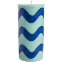 tranquillo Stumpenkerze "GLUMI WAVE" aus Stearin, Ø 7,5 cm x H 15 cm, blau