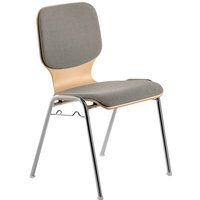 Besucherstuhl "2116" Buche lackiert, Gestell verchromt, Sitz und Rückenpolster beige – Ansicht 1
