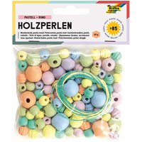 folia Holzperlen Pastell rund, 84 Stk.
