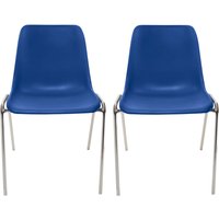 2x Besucherstuhl "ECO" Gestell verchromt, Kunststoffschale taubenblau – Ansicht 1
