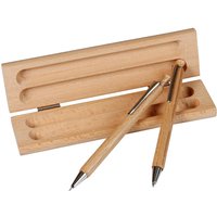 Holzetui eckig mit Druckbleistift und Kugelschreiber – Ansicht 1