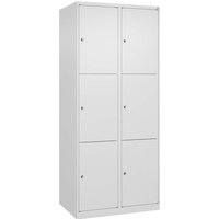 C+P Schließfachschrank Classic PLUS, 6 Fächer, 1850x800x500mm, Verkehrsweiß/Verkehrsweiß – Ansicht 1
