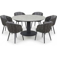Gartenmöbel-Set "Porto" 7-tlg. 1 Tisch Ø 150 cm, 6 Sessel, anthrazit