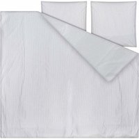 MELA Bio-Bettwäsche "MAJULI STRIPES" aus Perkal, 3-tlg., 240x220/80x80 cm, blau/natur – Ansicht 1