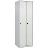 C+P Wäsche-Spind Classic PLUS, 2 Abteile, 1850x600x500mm, Lichtgrau/Verkehrsweiß – Ansicht 1