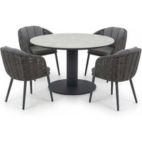 Gartenmöbel-Set "Porto" 5-tlg. 1 Tisch Ø 130 cm, 4 Sessel, anthrazit