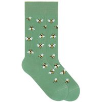 VON JUNGFELD Bio-Socken "Bees", dark mint, Gr. 36/40