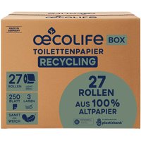 oecolife Toilettenpapier in der Box 'Recyling', 3-lagig, 27 Rollen