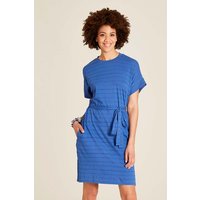 tranquillo Bio-Damen-Mini-Kleid aus Ajour-Jersey mit Taschen, dazzling blue, Gr. M – Ansicht 1