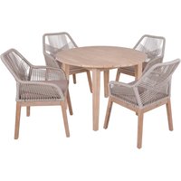 Gartenmöbel-Set "ARVADA/POMONA 02" 5-tlg. 1 Tisch Akazie, 4 Sessel Seilbespannung beige – Ansicht 1