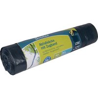 Secolan Mülleimerbeutel mit Zugband, 120 Liter, 10 Stück, 35 µ, blau/schwarz