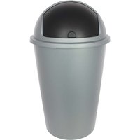 Abfalleimer mit Schiebedeckel, silber, 50 l