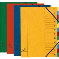 6 Exacompta Ordnungsmappen, Colorspan, 400 g/m², DIN A4, Gummizug, 12 Fächer, sortiert