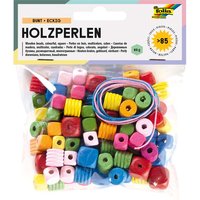folia Holzperlen Bunt eckig, 84 Stk.