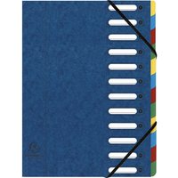 6 Exacompta Ordnungsmappen aus Colorspan, 425 g/m², DIN A4, Gummizug, 12 Fächer, blau