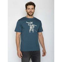 GREENBOMB Bio-Herren-T-Shirt 'Ski Bear' mit Rundhalsausschnitt, blue pine, Gr. L – Ansicht 1