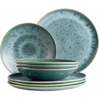 Mäser Teller Set 8-tlg. "Carellia" Steinzeug, blau