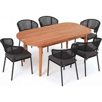 Gartenmöbel-Set "Madera & Spitz" 7-tlg. 1 Tisch 180/240 x 100 cm, 6 Sessel, teak/anthrazit – Ansicht 1