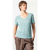 Living Crafts Damen-T-Shirt "TALIDA" aus Leinen mit V-Ausschnitt, aqua sea, Gr. M – Ansicht 1