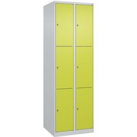 C+P Schließfachschrank Classic PLUS, 6 Fächer, 1850x600x500mm, Lichtgrau/Clowngrün – Ansicht 1