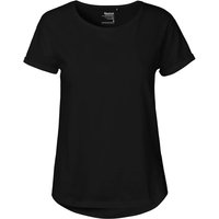 Neutral Bio-Damen-T-Shirt mit Roll-Up-Ärmeln, schwarz, Gr. M – Ansicht 1