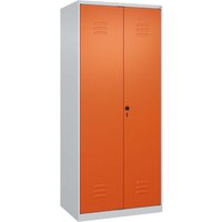 C+P Putzmittel-Spind Classic PLUS, 2 Abteile, 1850x800x500mm, Lichtgrau/Reinorange – Ansicht 1
