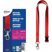 Avery Zweckform 10 Lanyards aus Recyclingkunststoff 440 x 15 mm, rot