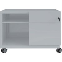BISLEY Rollcontainer "Caddy Note™" Schubladen und Ziehgriff rechts, silber – Ansicht 1