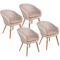4er Pack Gartensessel "ARVADA" Akazie, Kunststoffgeflecht, beige